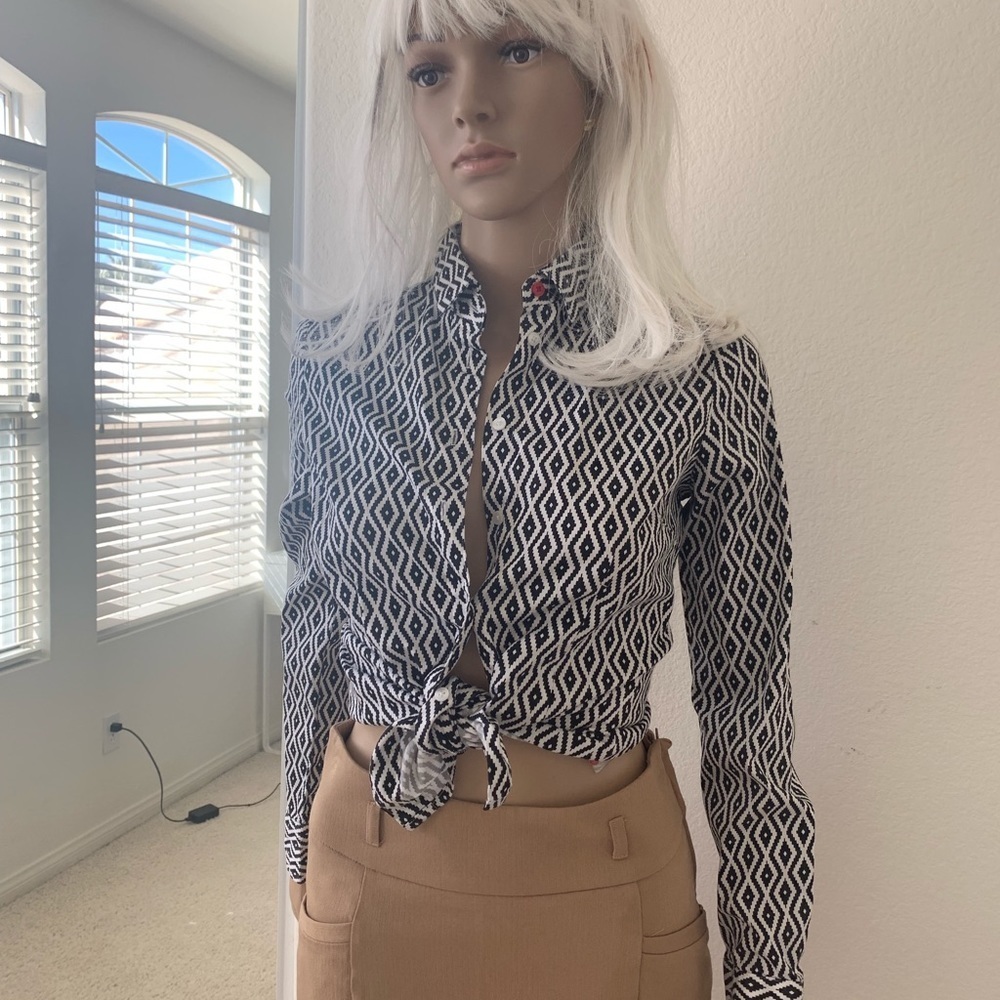 TRISTAN - New western style blouse P S black white